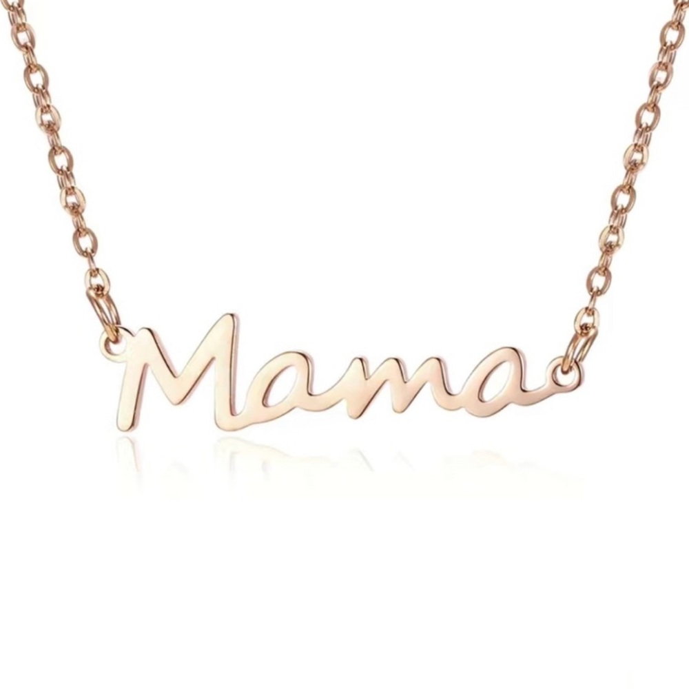 Mama Cursive Bar Necklace in Gold